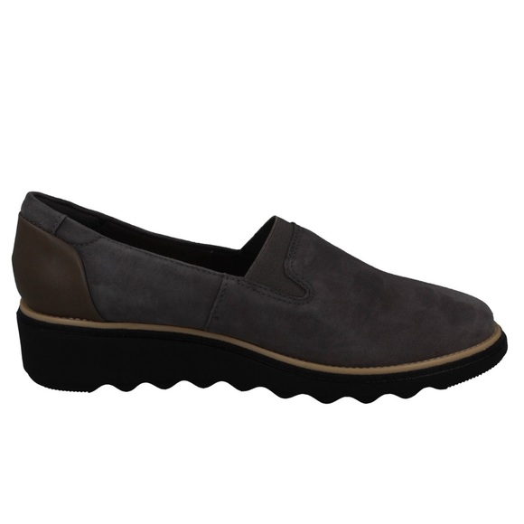 Clarks Shoes - Clarks women's * Sharon Dolly * Grey Suede Slip-On  Cushion Plus Shoes